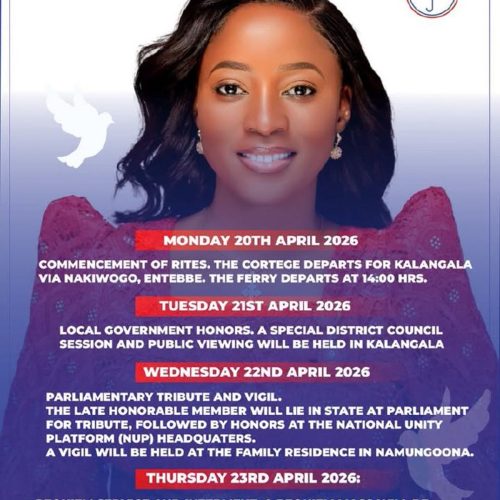 Enteekateeka zokuziika abadde Omubaka Omukyala owa Disitulikiti ye Kalangala Munnakibiina ki National Unity Platform Hon. Hellen Nakimuli.