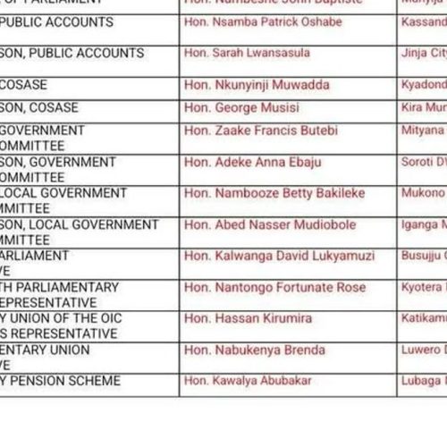 National Unity Platform efulumizza olukalala lwAbakulembeze bOludda oluvuganya Gavumenti mu Palamenti.