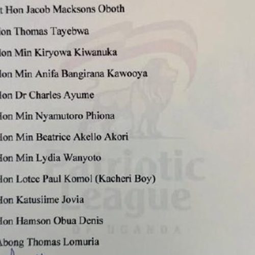 Ssentebe wa Patriotic League of Uganda awadde abakulu ennamba mu PLU okuli Sipiika Rt. Hon.